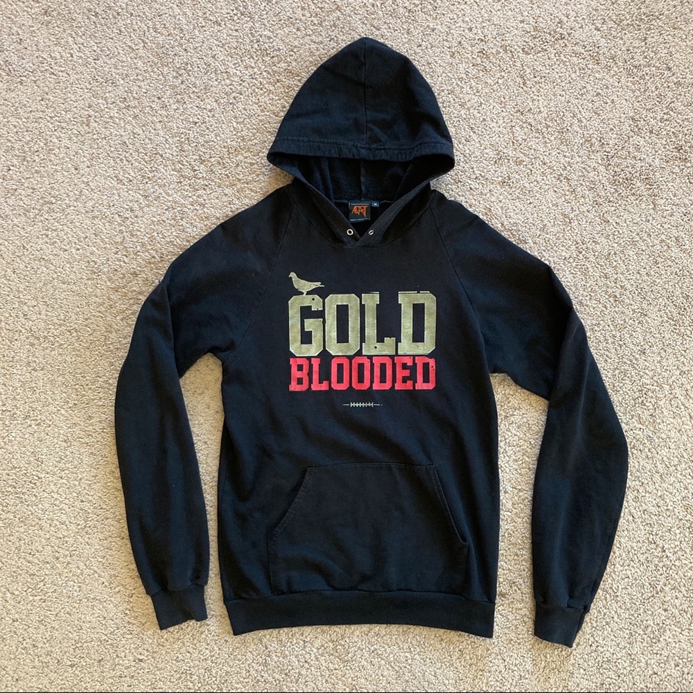 49ers Womens NFL Adapt “Gold Blooded” Black Sweatshirt Hoodie (M)